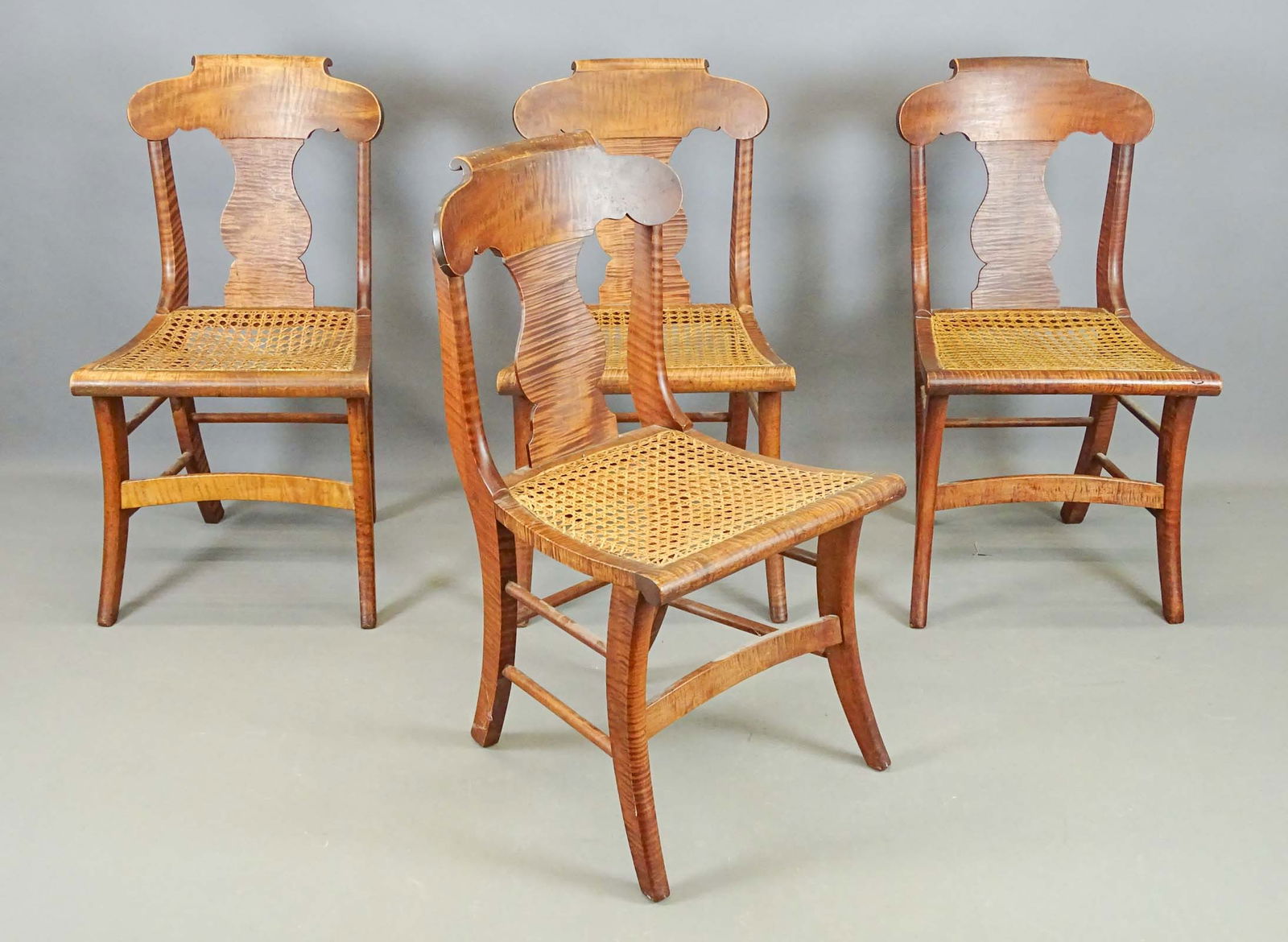Set of (4) Tiger Maple Empire Chairs (1 of 5)