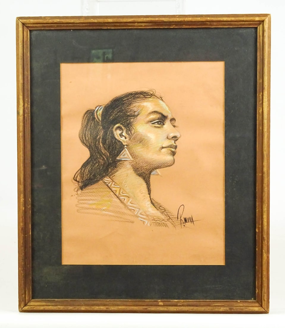Roberto Moya (Mexican 1932-2008): Roberto Moya (1932-2008), original charcoal of a woman. Signed. Sight 12" x 10", overall 17" x 14 1/2".
