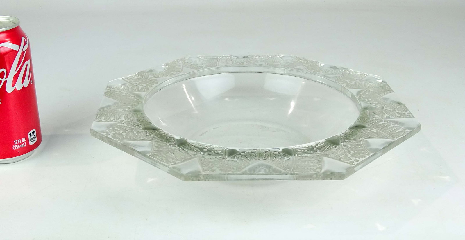 Lalique Glass Bowl: Lalique glass Chantilly bowl. 10 1/2" D..