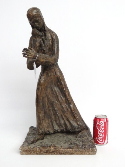 Sculpture Marked "TF": Plaster primary model sculpture marked "TF". 23" Ht.