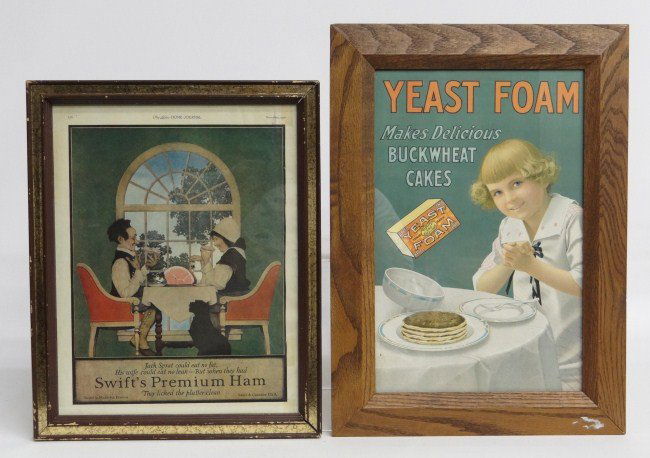 Advertising Lot: Lot including "Yeast Foam" print, 14 1/4" x 9 1/4" and Maxfield Parrish "Swift's Premium Ham" print (13 1/2" x 10 1/2".