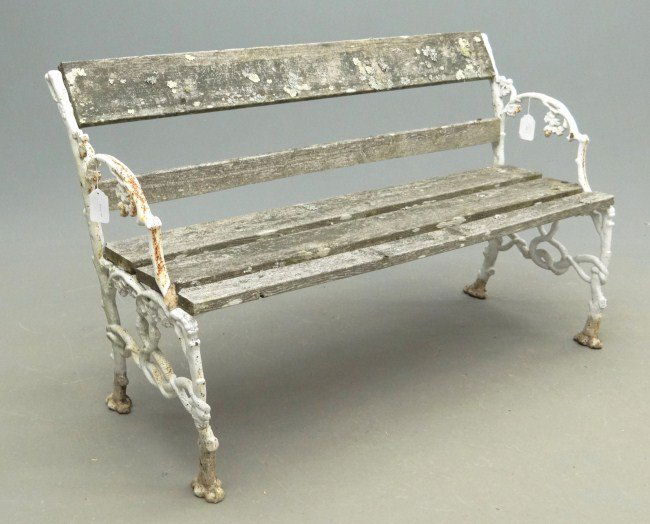 Cast Iron Bench: Cast iron twisted vine design bench. 50" W.