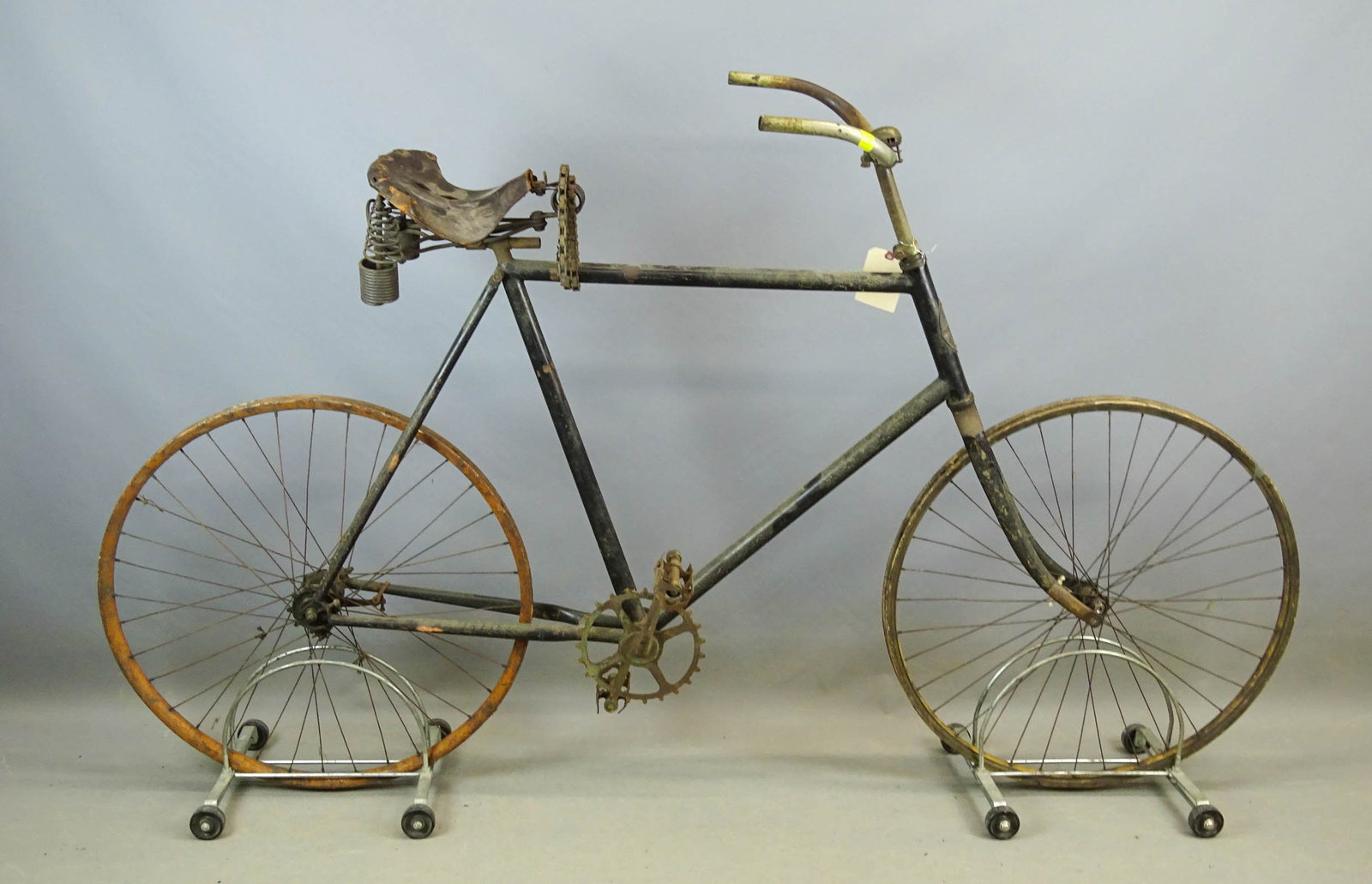 Crawford Pneumatic Safety Bicycle: Crawford pneumatic safety bicycle. Barn find condition. 24" frame. Collection of Margaret Ann Baker.