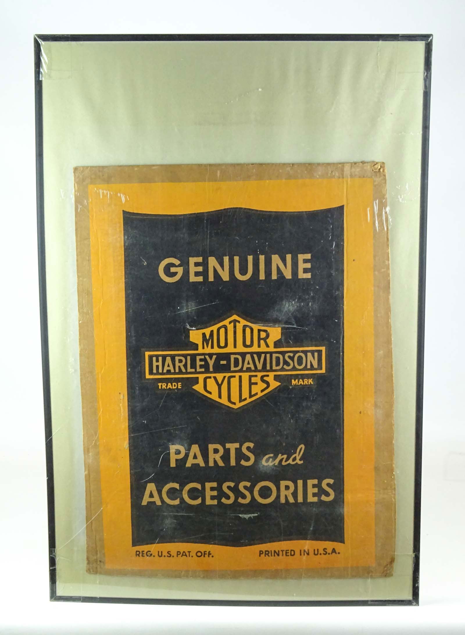 Harley Davidson Cardboard Logo: Vintage Harley Davidson cardboard logo. 25" x 18 1/2". Fair condition.