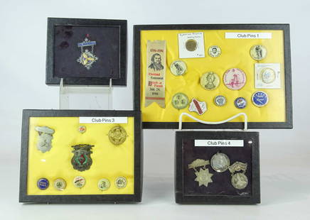 Misc. Lot: Misc. lot of bicycle club pin, ribbon, token and rare medals (4) cases. Good condition. James Hetzer Collection New Hampshire.