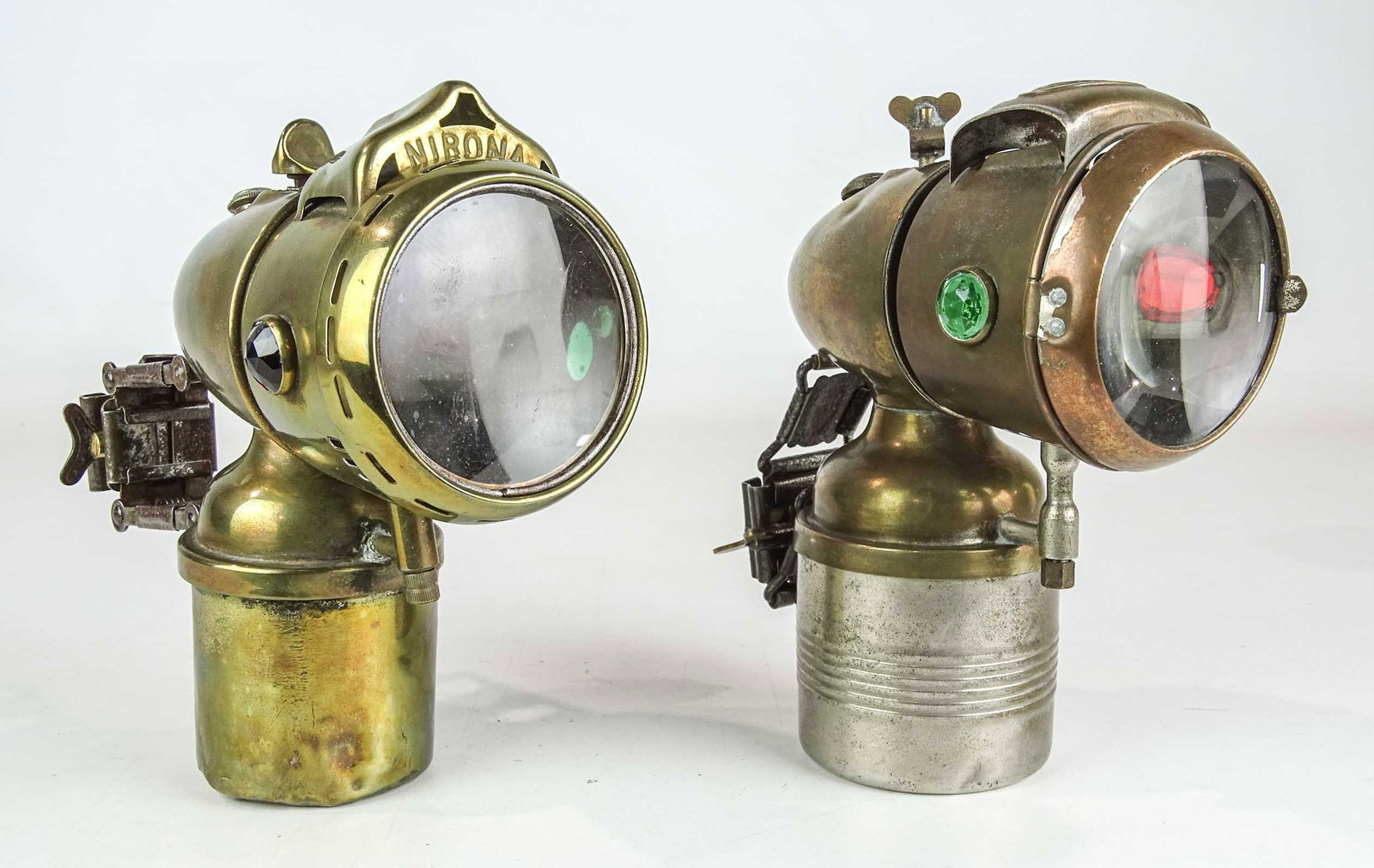 Bicycle Lamp Lot: Lot (2) bicycle lamps including Nirona (6" Ht.), Oberman (6" Ht.). Good condition. Ed & Marion Gerling Collection.