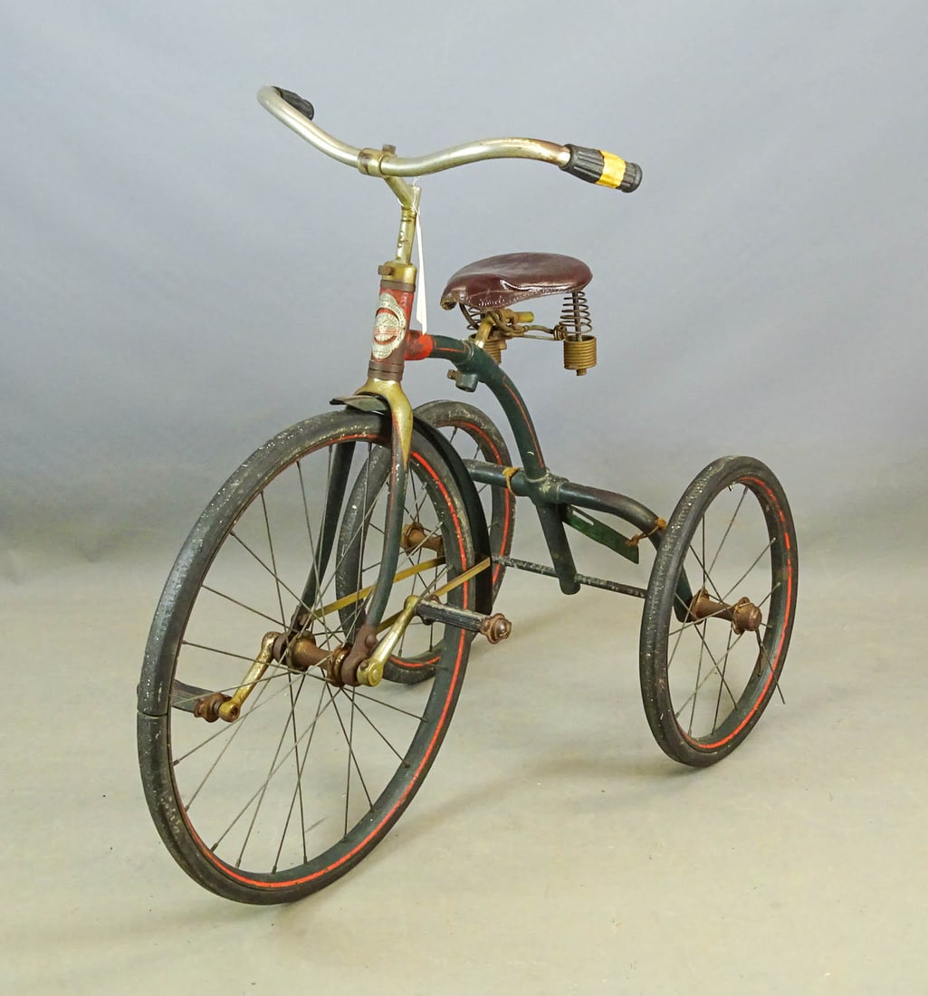 Tricycle: American National C. 1920's tricycle. Original paint. Collection of Margaret Ann Baker.