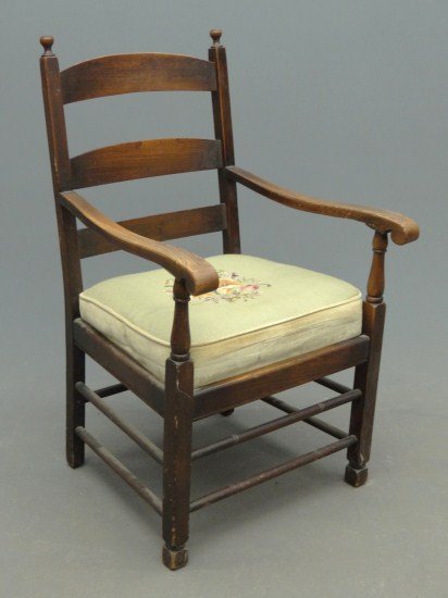 Gustav Stickley Chair: Gustav Stickley labeled (red label) armchair. 16" Seat Ht. 39" Overall Ht.