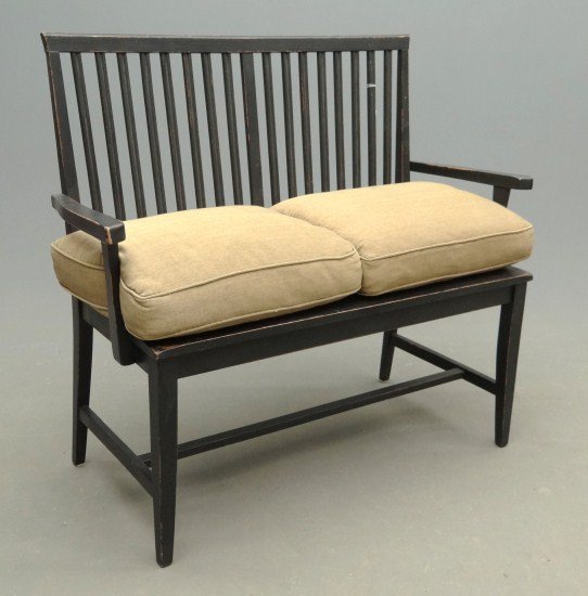Settee: Contemporary settee with two cushions. 42" W.