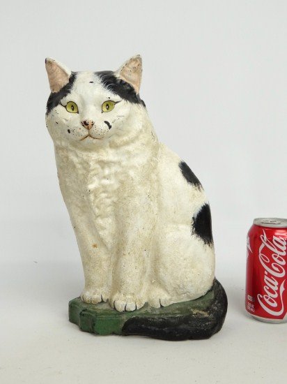 Cat Doorstop: Painted cast iron cat doorstop. 13" Ht.