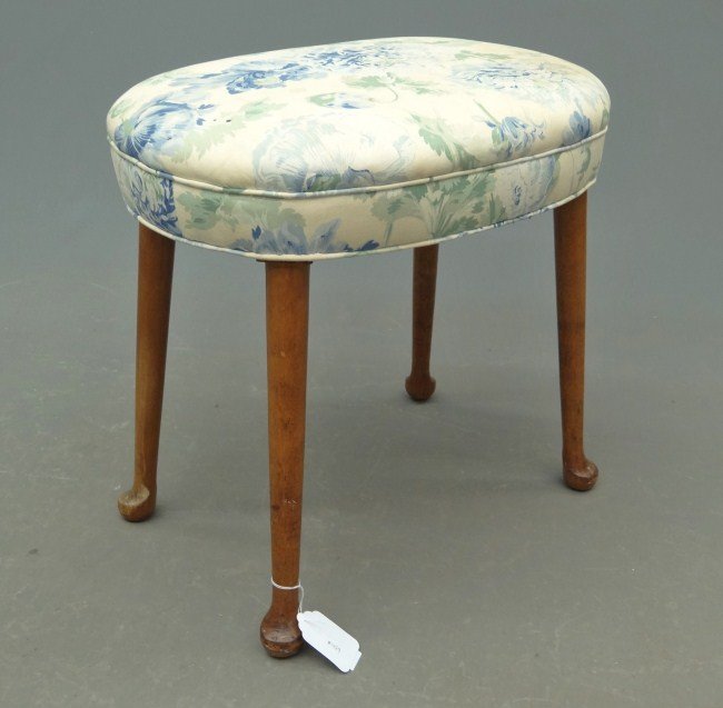 Footstool: Upholstered footstool. 20" W 20" Ht.