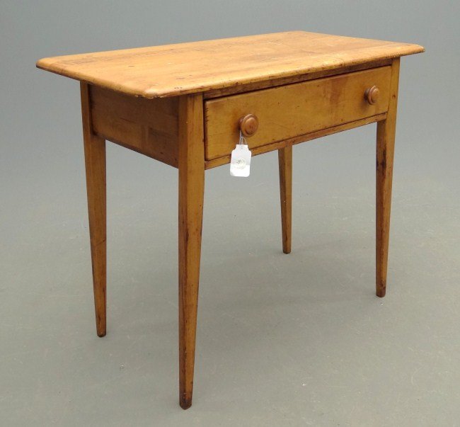 Side Table: Single drawer side table with tapered legs. Top 36" x 18 1/2", 30" Ht.