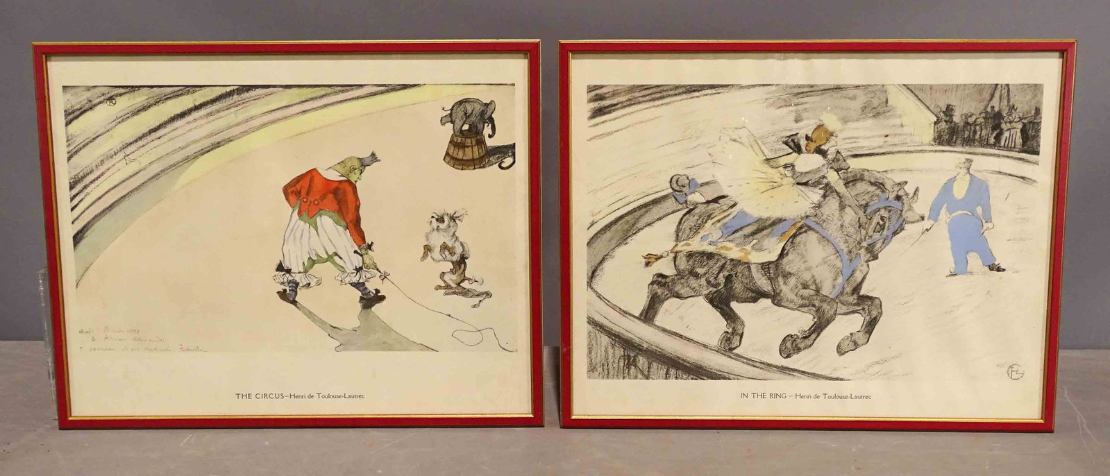Henri De Toulouse-Lautrec (1864-1901): Henri De Toulouse-Lautrec (1864-1901), (2) Circus prints. Sights 13 3/4" x 17 3/4", overall 14 3/4" x 18 1/2".