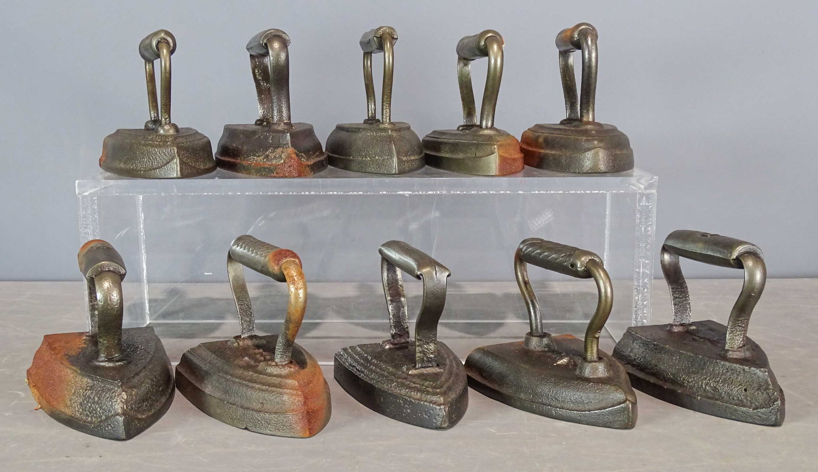 Sad Irons: Lot (10) 19th c. sad irons.