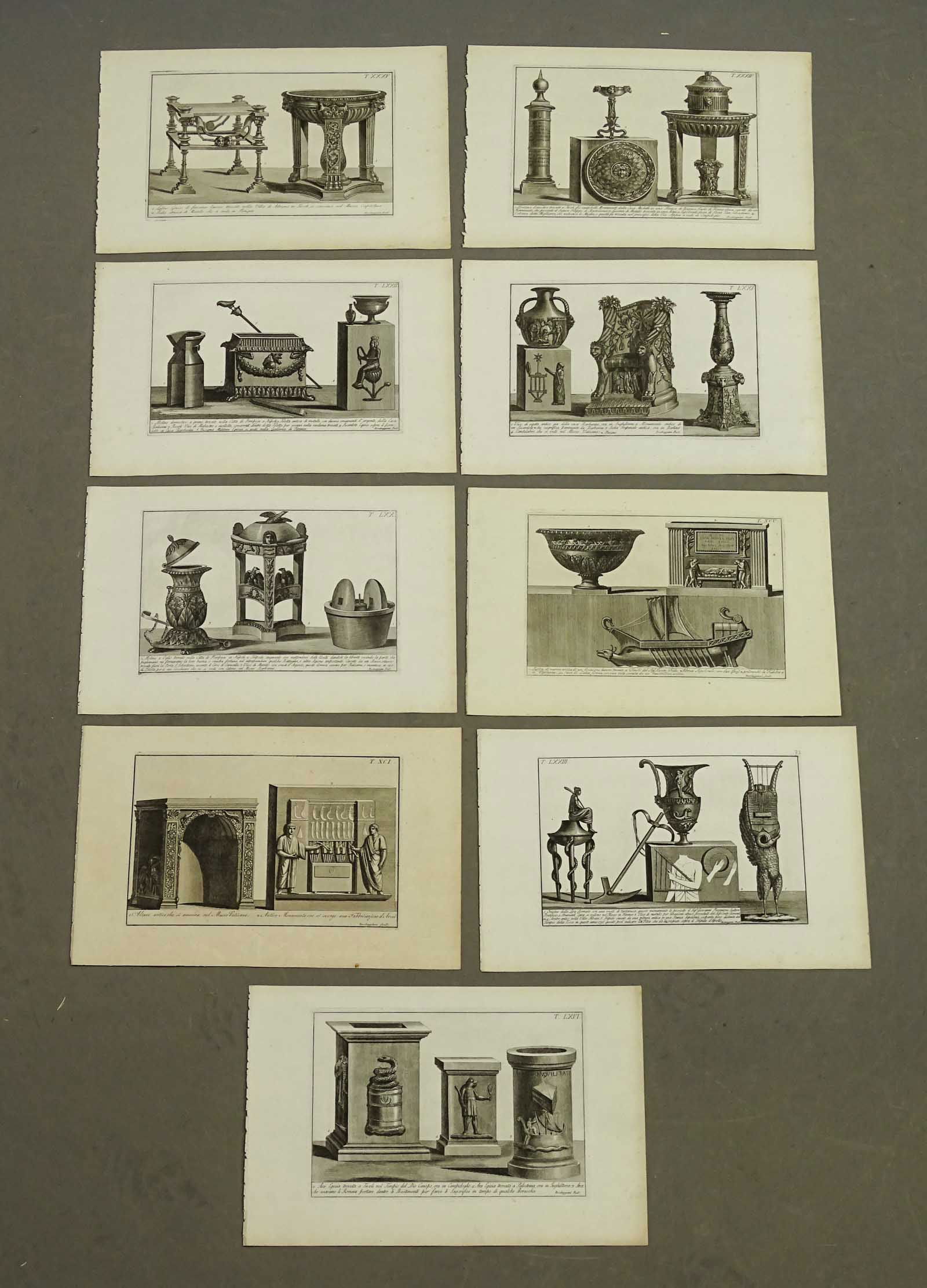 Roman Artifacts Set of Antique Prints (9) (1 of 11)