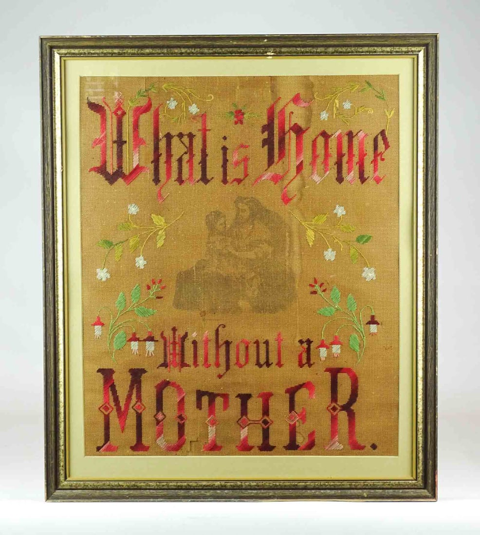 Victorian Framed Needlework Motto (1 of 7)