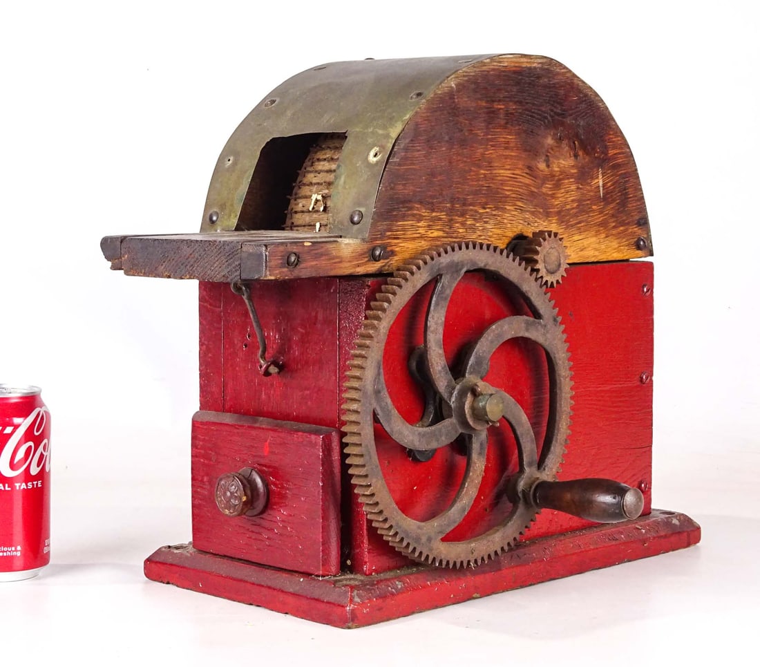 Horseradish Grinder: C. 1900's iron and woode horseradish grinder. 14" x 7 1/2" x 14".