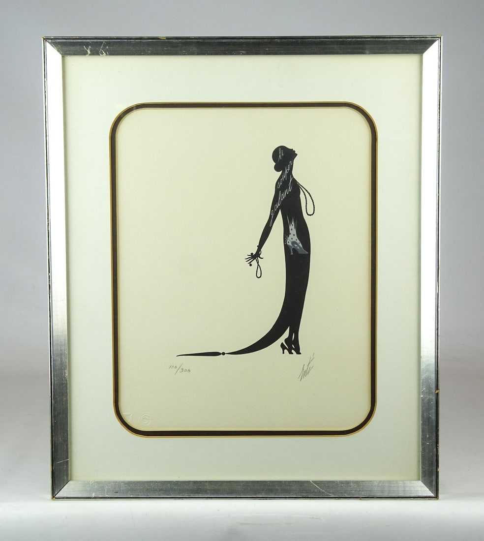 Signed and Numbered Erte Print: Signed and numbered Erte print. Sight 11 1/2" x 8 1/2", overall 16 1/2" x 13 3/4".
