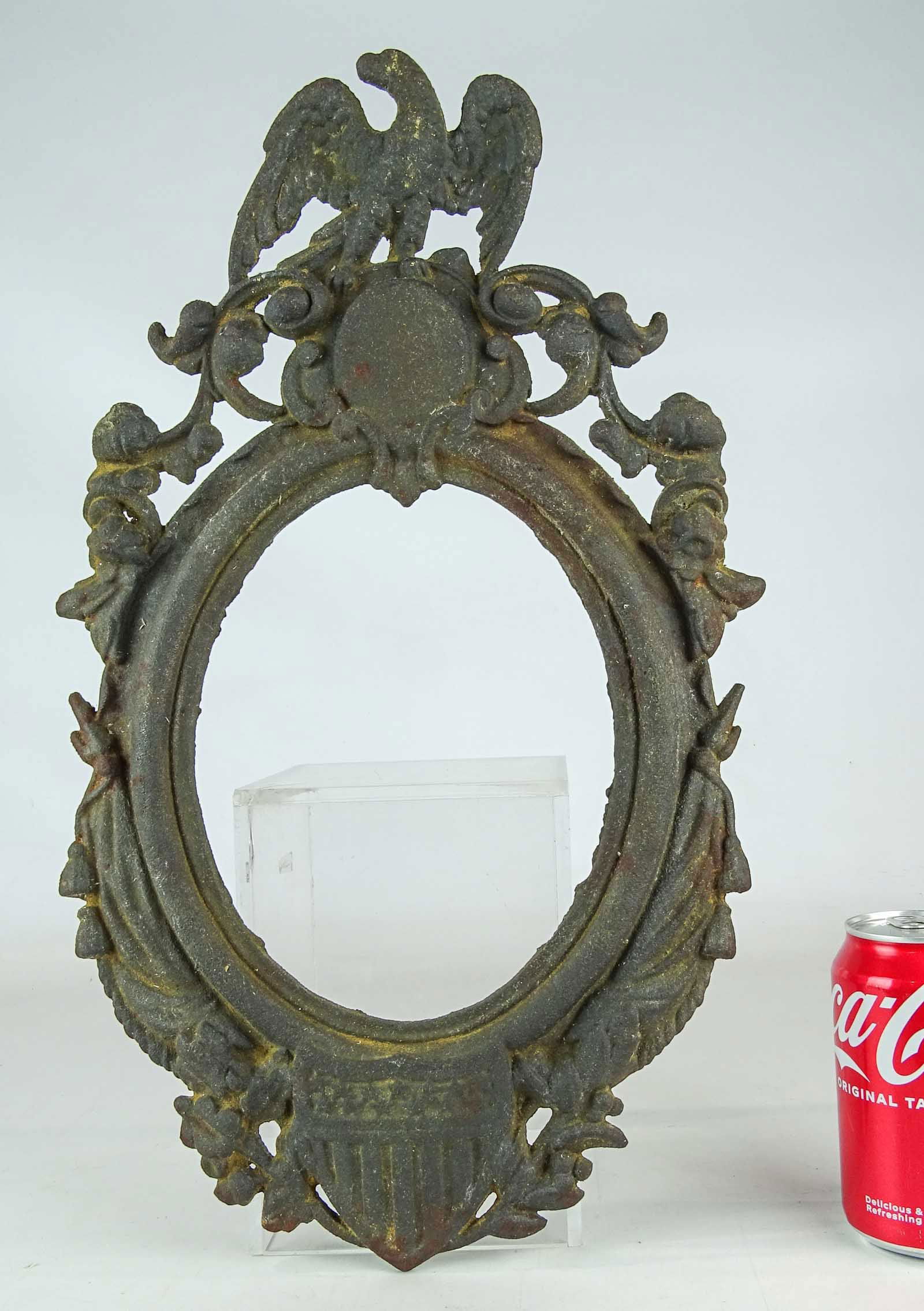 Cast Iron Patriotic Frame: Cast iron Patriotic frame. 18 1/2".