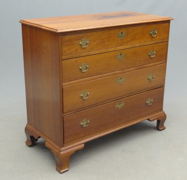 18th c. Chippendale Chest: 18th c. CT. cherry four drawer ogee bracket base Chippendale chest of drawers. 40" W 19" D36 1/2" Ht.