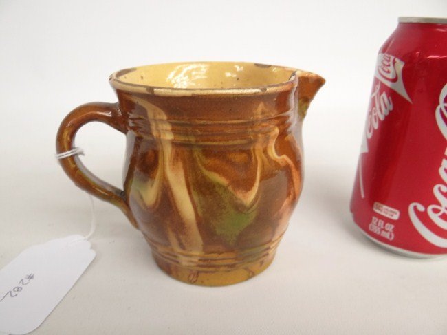 19th c. Redware Creamer: 19th c. Shenandoah Valley, VA. 4" Ht. creamer.