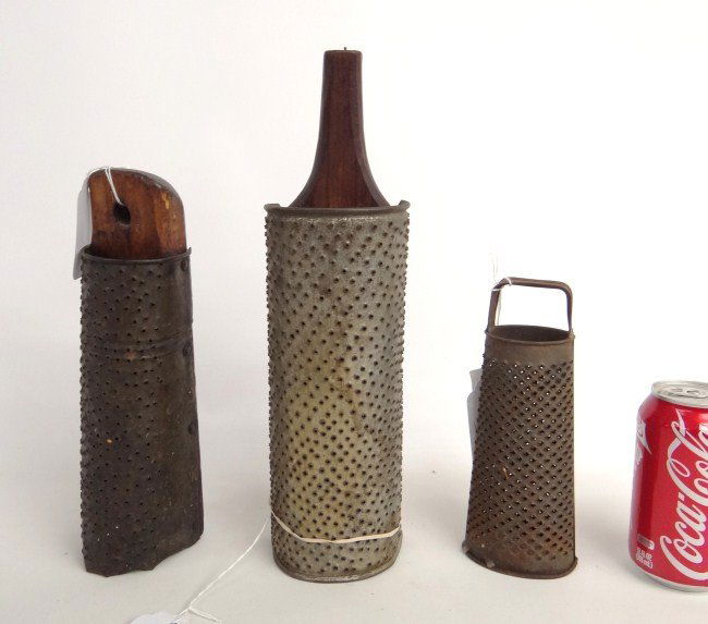 Metalware Graters: Lot three 19th c. graters.
