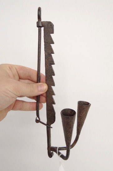 19th c. Lighting Device: 19th c. double candle adjustable lighting device. 11" Ht.