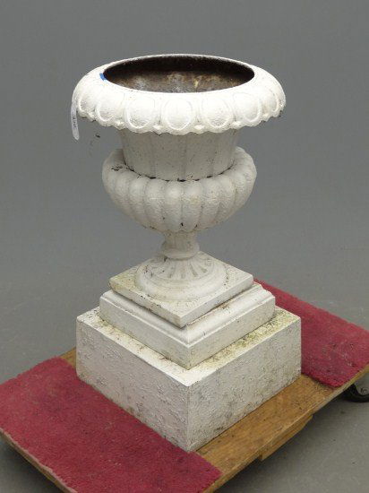 Cast Iron Urn: 19th c. four part cast iron urn. 27" Ht.