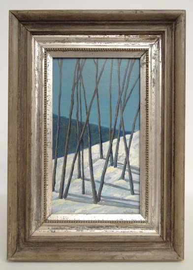 Painting Hobarr Jacobs: Painting oil on panel trees signed "H Jacobs" (Hobarr Jacobs 1851-1935). Sight 11" x 6 1/2".