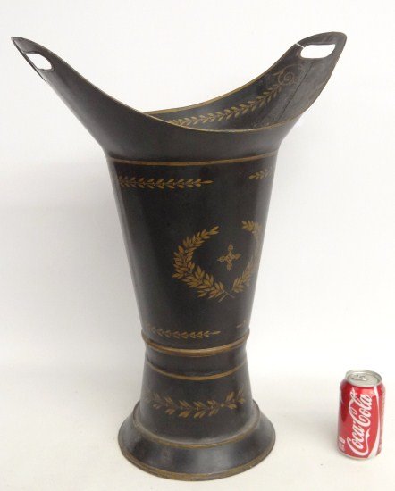 Tole Umbrella Stand: Tole decorated umbrella stand. 24" Ht. Provenance McCutcheon collection New Jersey.