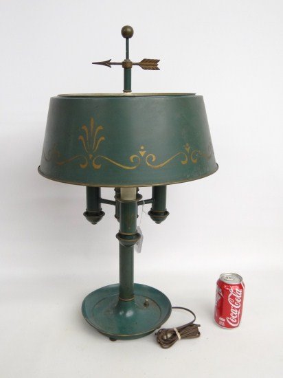 Tole Lamp: Decorative painted tole lamp. 27 1/2" Ht. Provenance McCutcheon collection New Jersey.