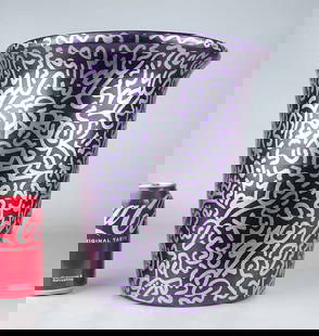 Angel Ortiz (b. 1967): Angel Ortiz (also known as LAII, b. 1967), graffiti vase. 10" D., 11 1/2" Ht..