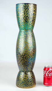 Angel Ortiz (b. 1967): Angel Ortiz (also known as LAII, b. 1967), graffiti vase. 5" D., 19 3/4" Ht..