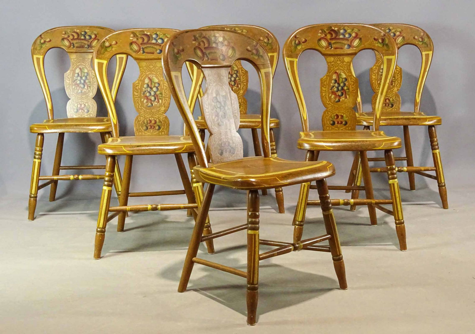 Set of (6) 19th c. Paint Decorated Chairs (1 of 6)