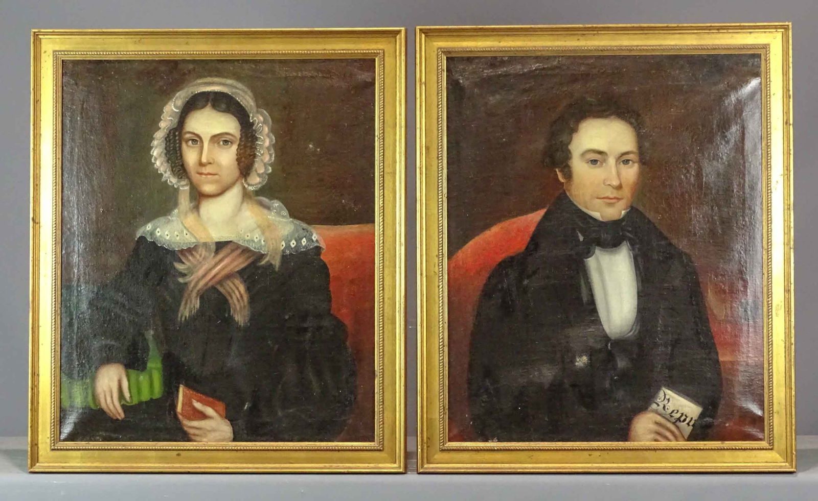 Pair 19th c. Ancestral Portraits (1 of 8)