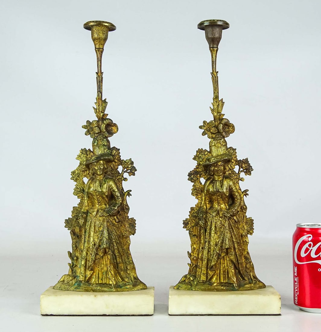 Pair 19th c. Figural Candlesticks (1 of 7)