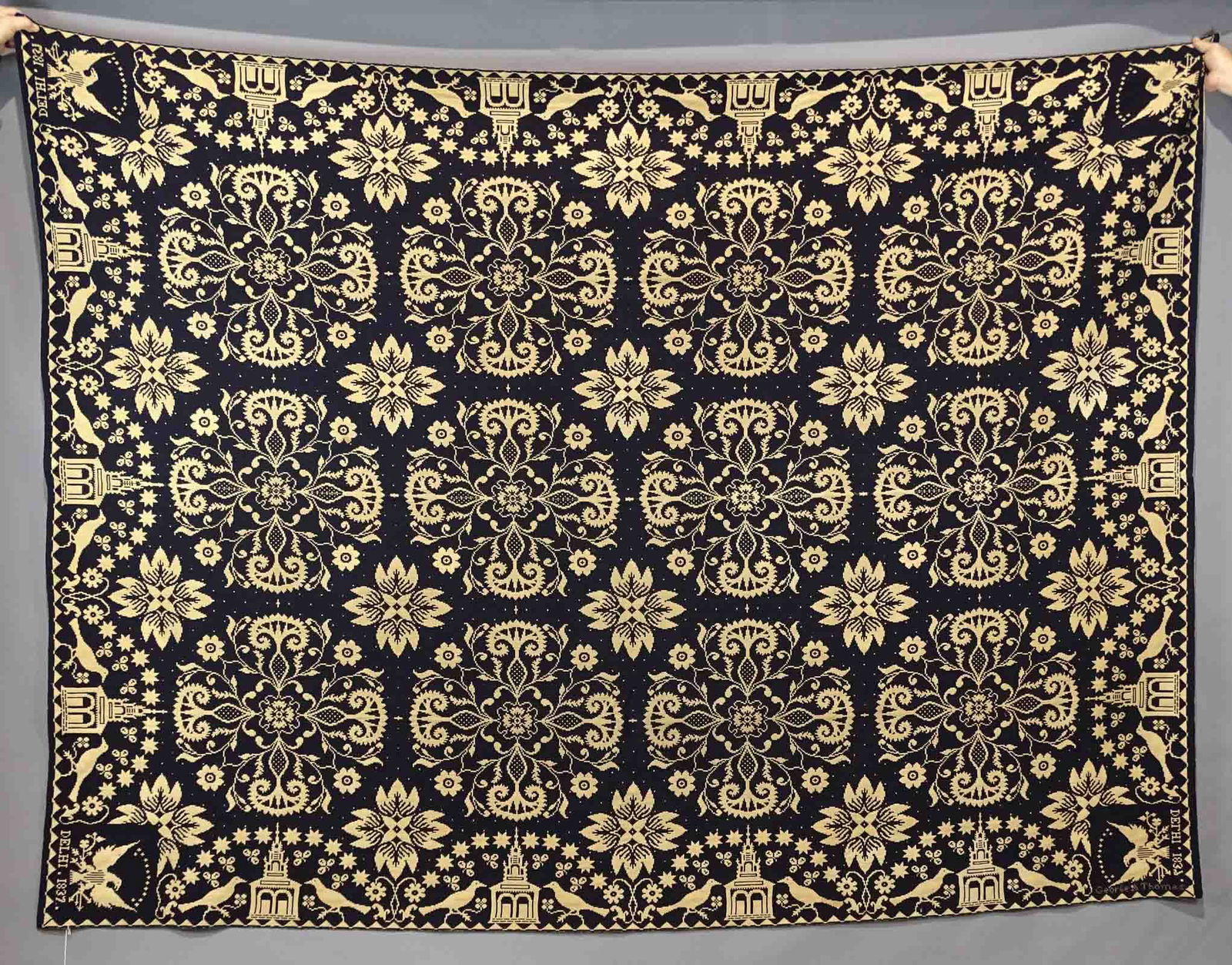 19th c. Signed Coverlet (1 of 5)