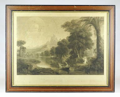 19th c. Thomas Cole Engraving: 19th c. Thomas Cole engraving "THE VOYAGE OF LIFE…YOUTH", engraved by James Smillie. Sight 18 1/2" x 24 1/2", overall 23" x 29".