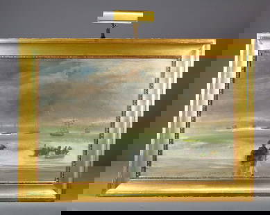 David Fertig (b. 1946): Painting: David Fertig (b. 1946), "The Channel Squadron, 2000". Oil on panel. 18 1/2" x 28 1/2", overall 23 1/2" x 33 1/2". Provenance: The Edward Herrmann Estate, Salisbury Connecticut.