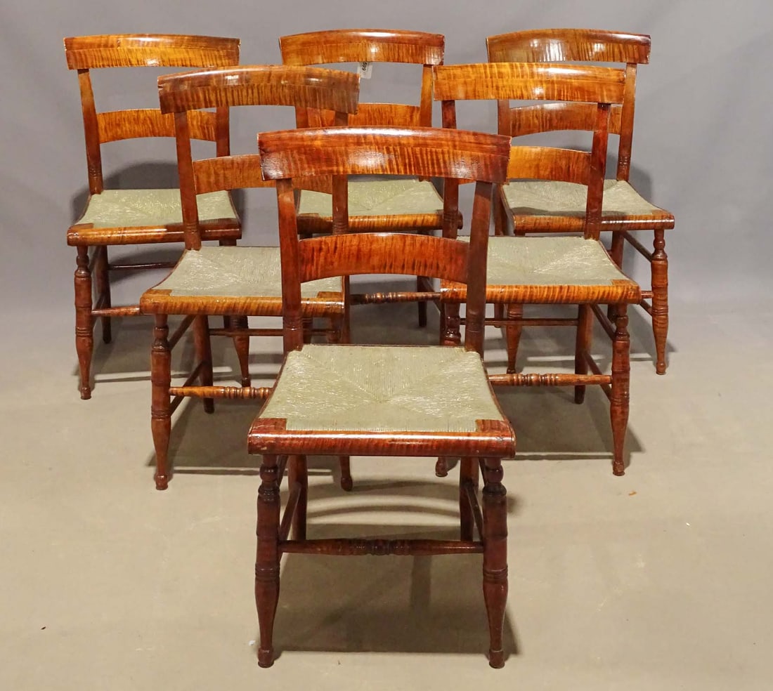 Set of (6) Tiger Maple Chairs (1 of 6)