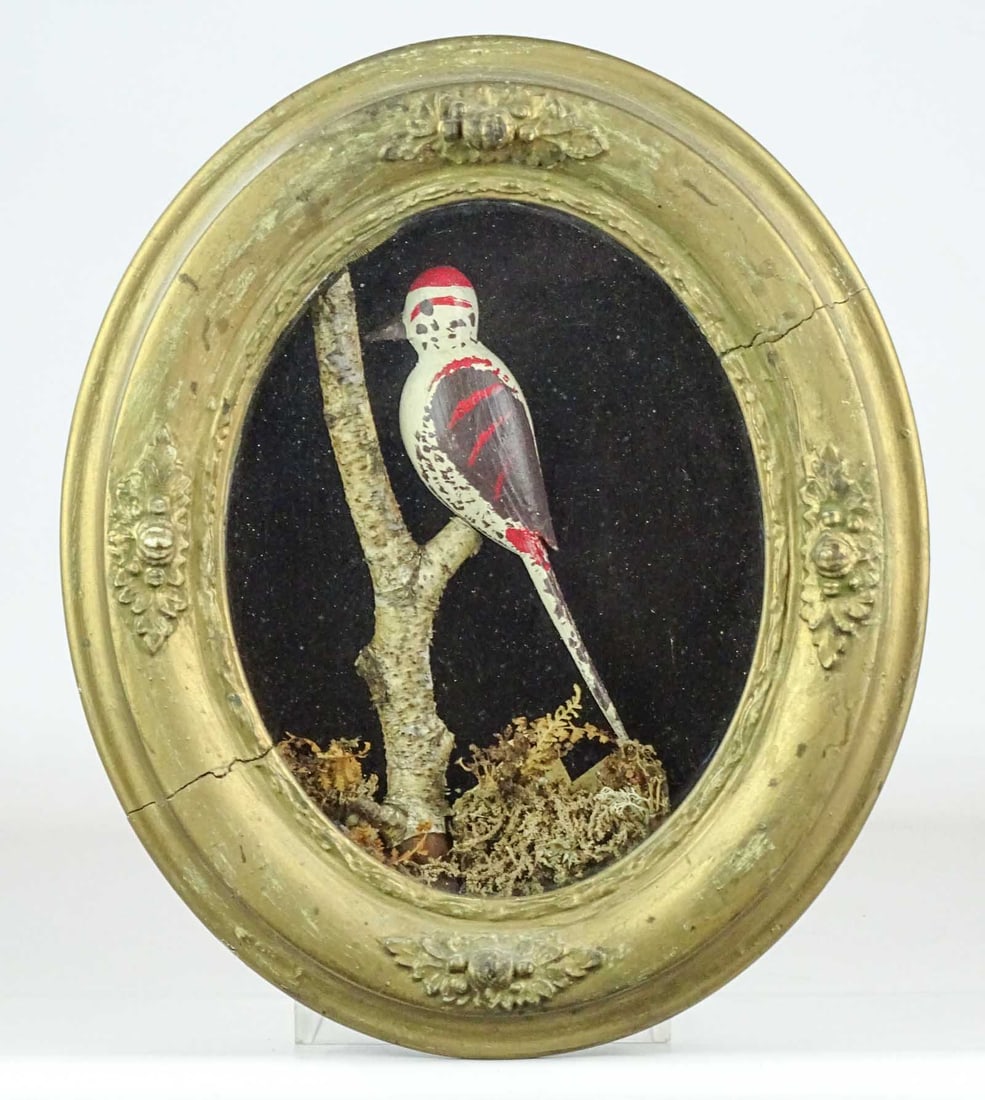 Folk Art Framed Bird Carving (1 of 6)