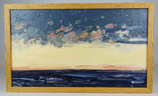 Robert Andrew Parker (b. 1927): Painting: Robert Andrew Parker (b. 1927), seascape, oil on panel. Signed and dated on left side. Titled verso. 11" x 18 1/2", overall 12 1/2" x 20". Provenance: The Edward Herrmann Estate, Salisbury C