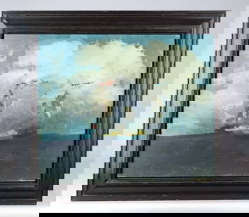 David Fertig (b. 1946): Painting: David Fertig (b. 1946), "Brought to Action, L' Esperance and the Swift". 16" x 19", overall 21" x 24". Signed verso. Provenance: The Edward Herrmann Estate, Salisbury Connecticut.
