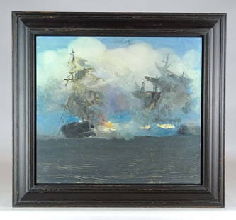 David Fertig (b. 1946): Painting: David Fertig (b. 1946), "The Capture of the Swift III", 15 3/4" x 17 1/2", overall 21" x 23". Provenance: The Edward Herrmann Estate, Salisbury Connecticut.