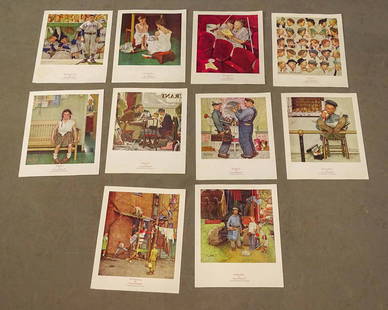 Norman Rockwell Prints: 10 unframed Normal Rockwell prints. 14" x 11".