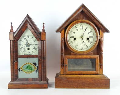 Two 19th c. Shelf Clocks: Lot (2) 19th c. shelf clocks. 15" and 17 1/2" Ht..