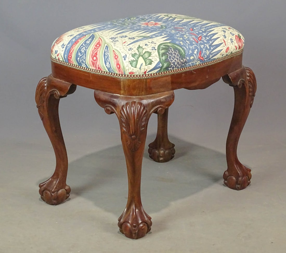 Carved Mahogany Stool (1 of 4)