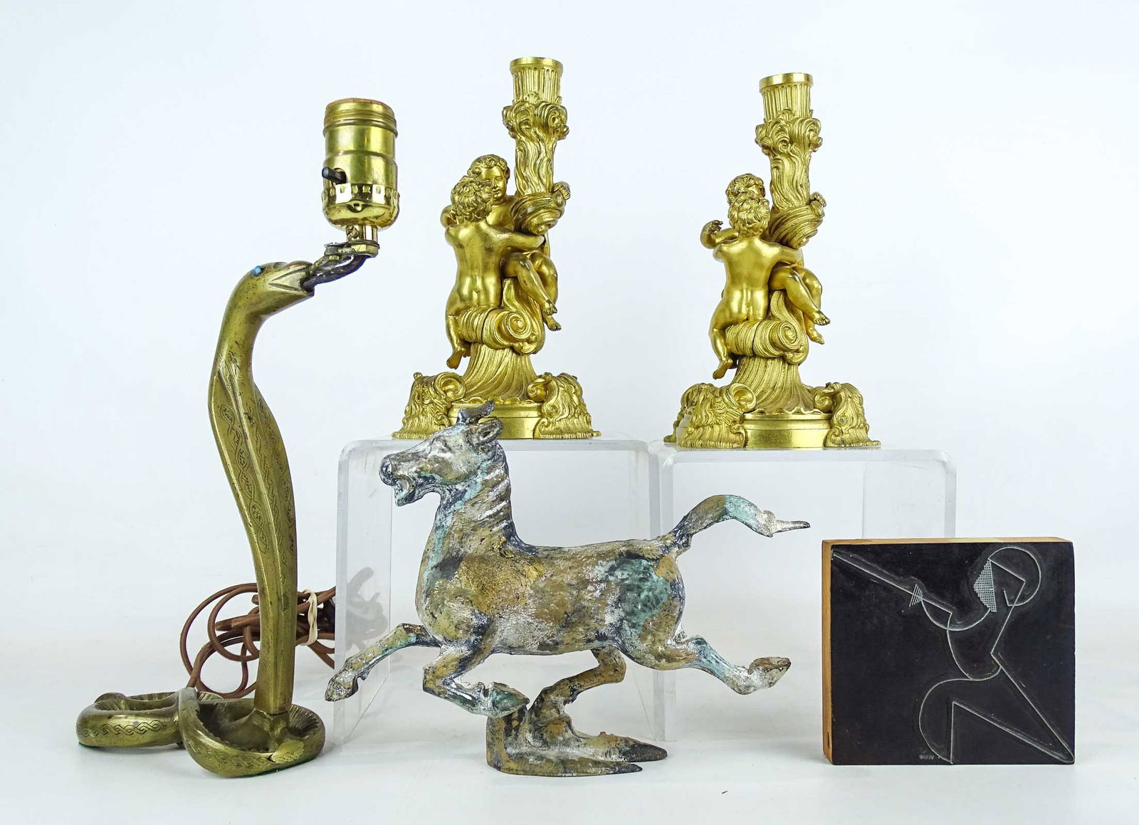 Pair Figural Brass Candlesticks (1 of 17)