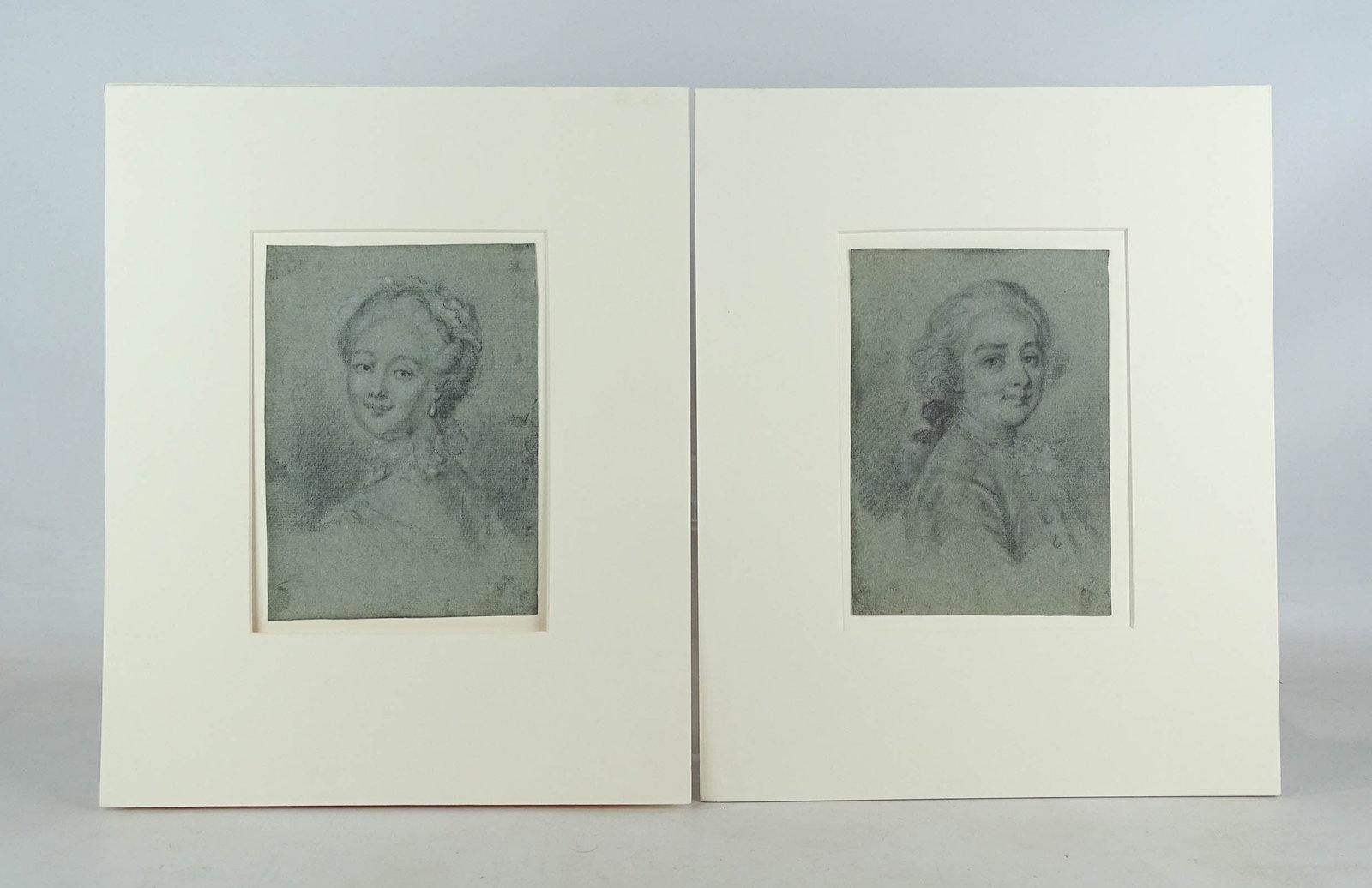 Pair of 18th c. Charcoal Portraits: Pair of 18th c. charcoal portraits. 7 3/4" x 5 1/2".