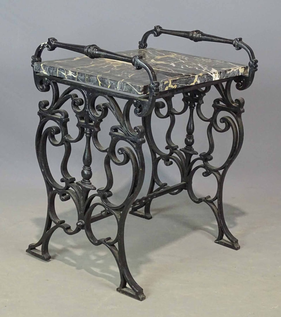 Marble Top Cast Iron Base Stand (1 of 4)